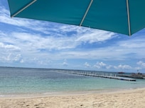 Beach at high tide.