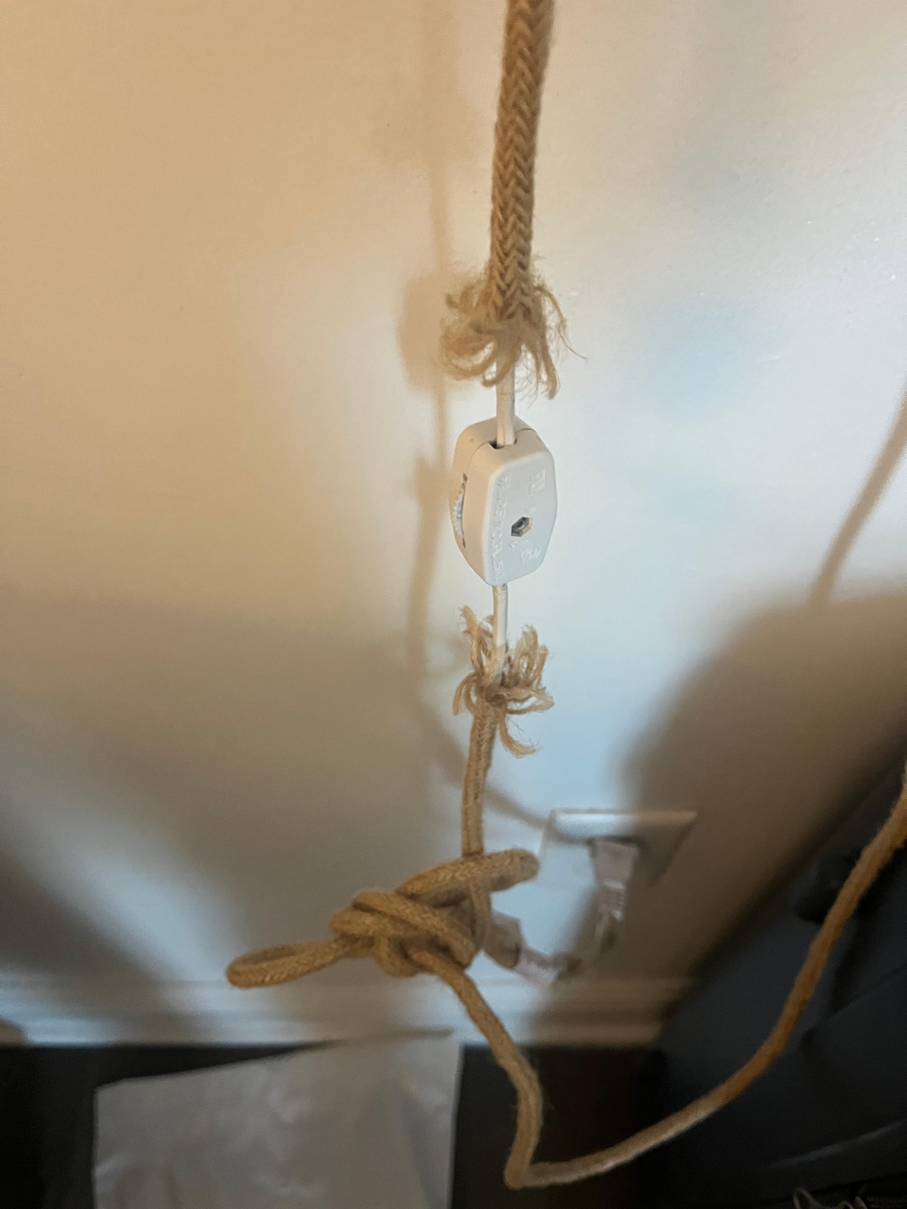 Wires on lamp showing 