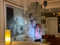 Banksy art in lobby area