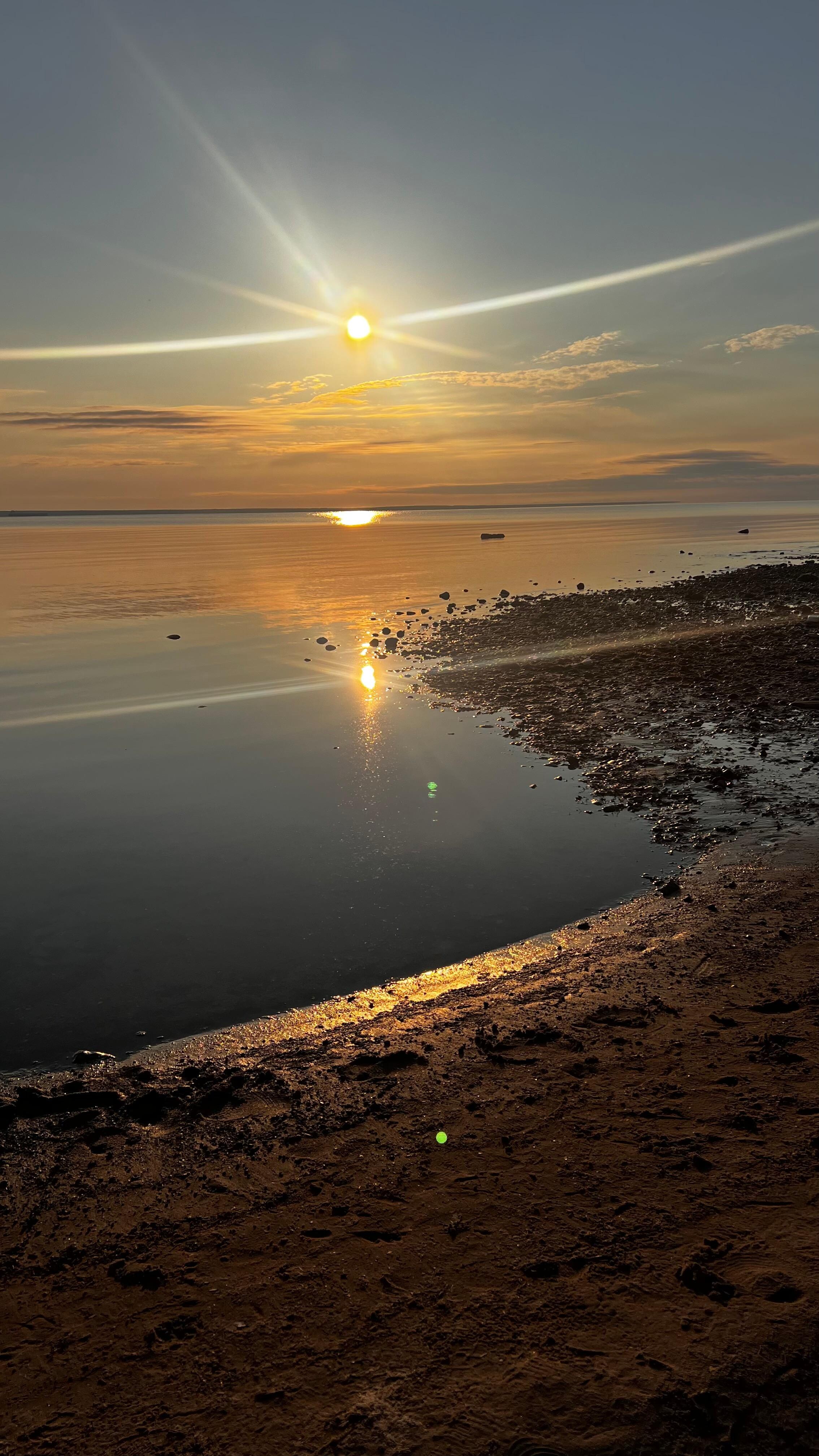 Good Morning Mackinaw City from a very nice beach right outside my very own patio