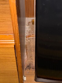 Beside the mini fridge