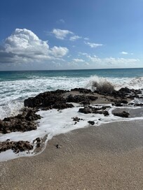 Coquina rocks just south of the condo.