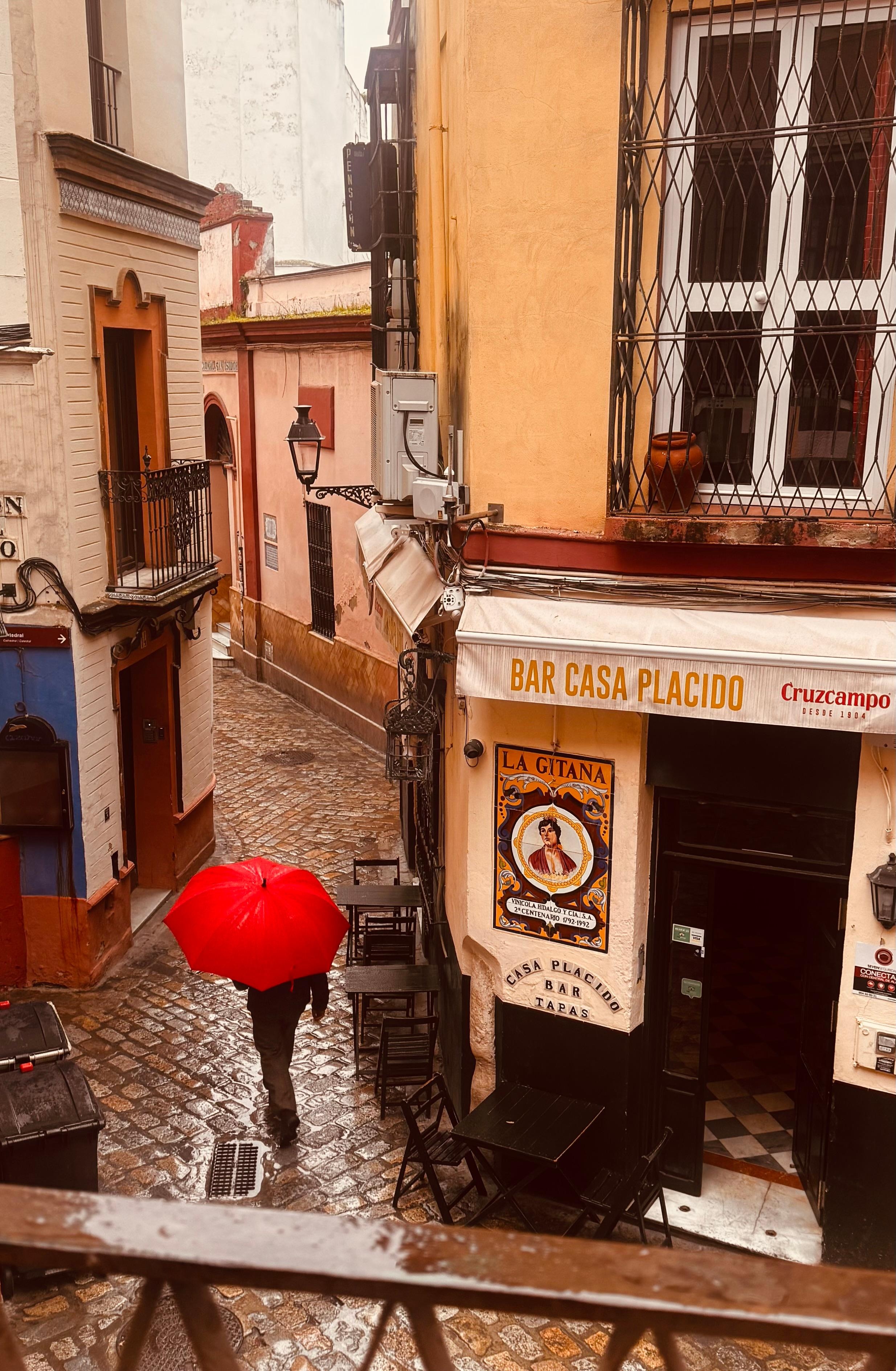 View from our balcony on a rainy day