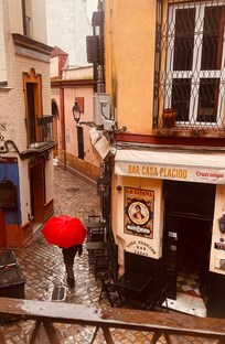 View from our balcony on a rainy day