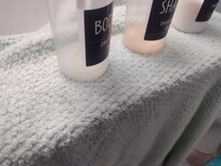 Almost empty toiletries.