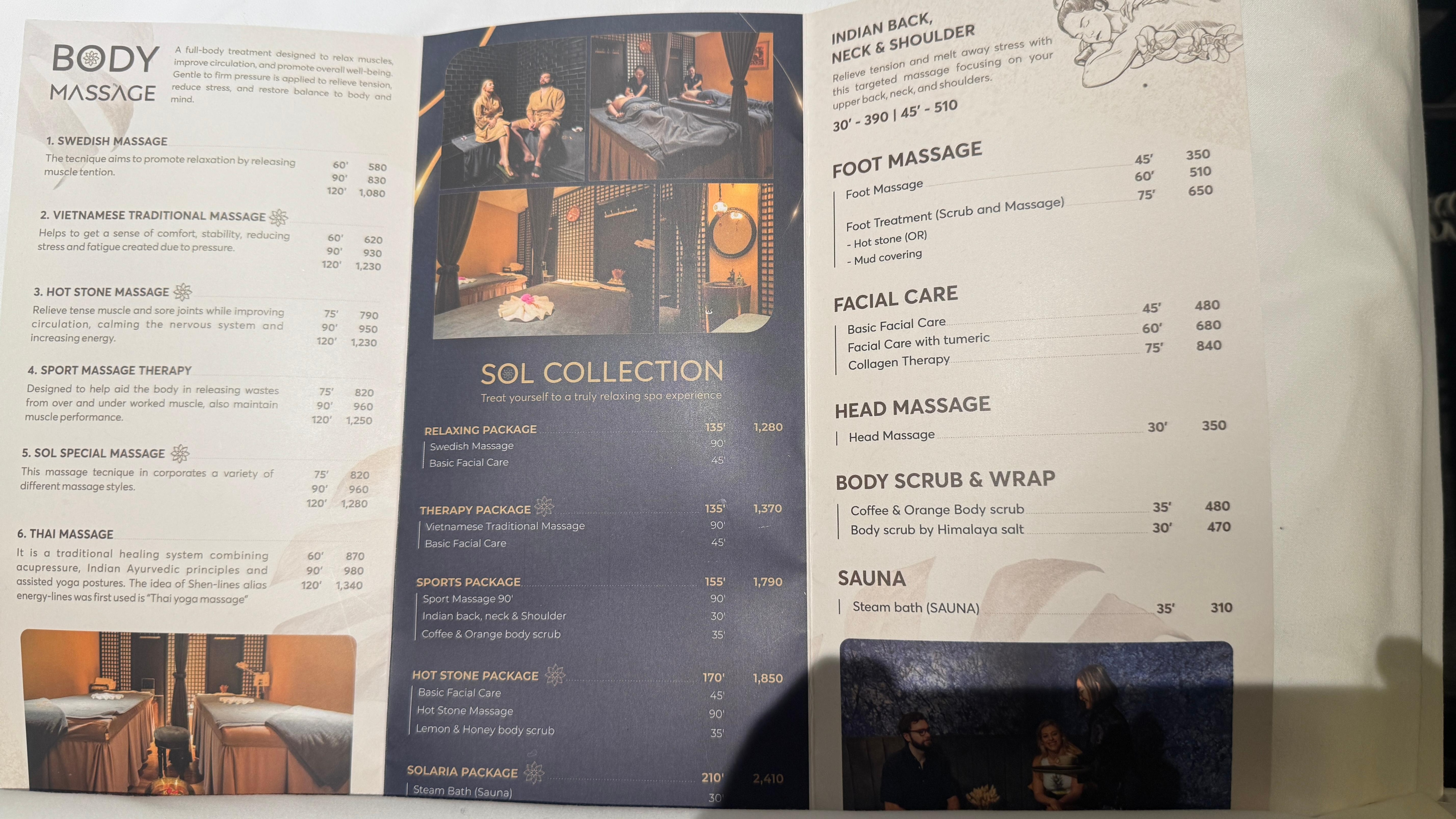 Massage menu 👍🏻