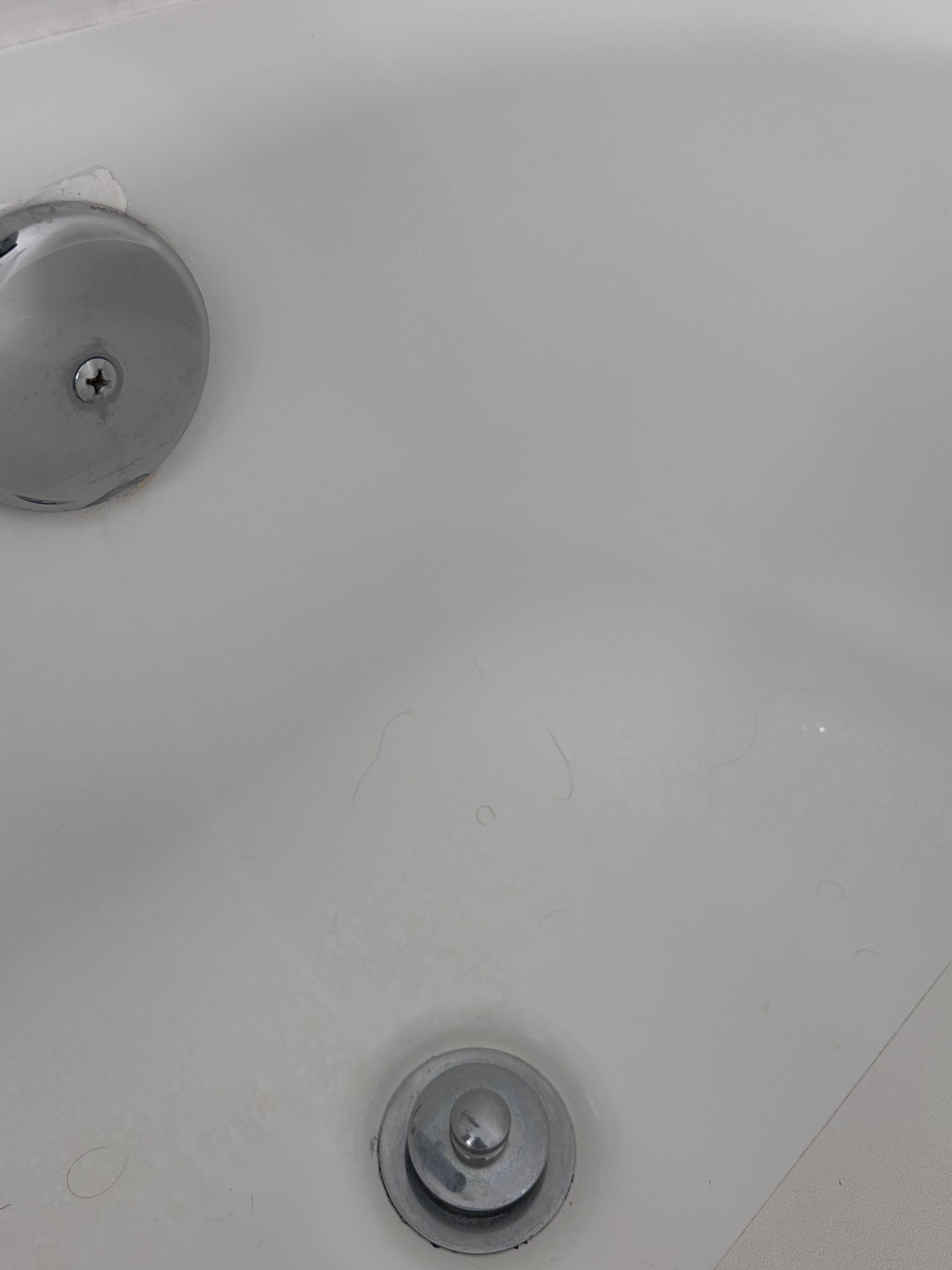 Hair and film in tub