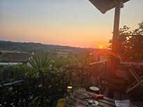 Dinner on the balcony at sunset