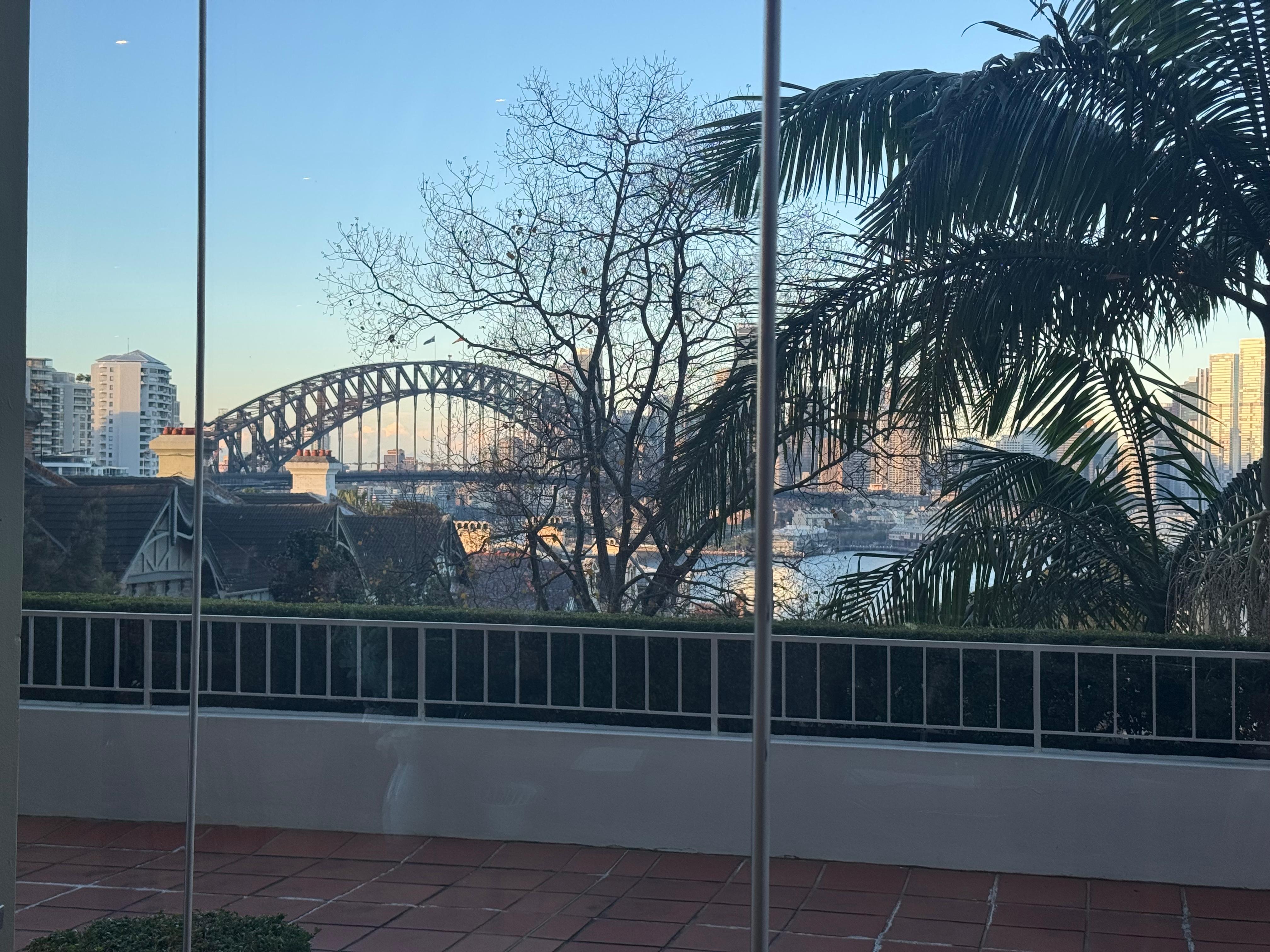 View of Harbour bridge from outside the reception entry