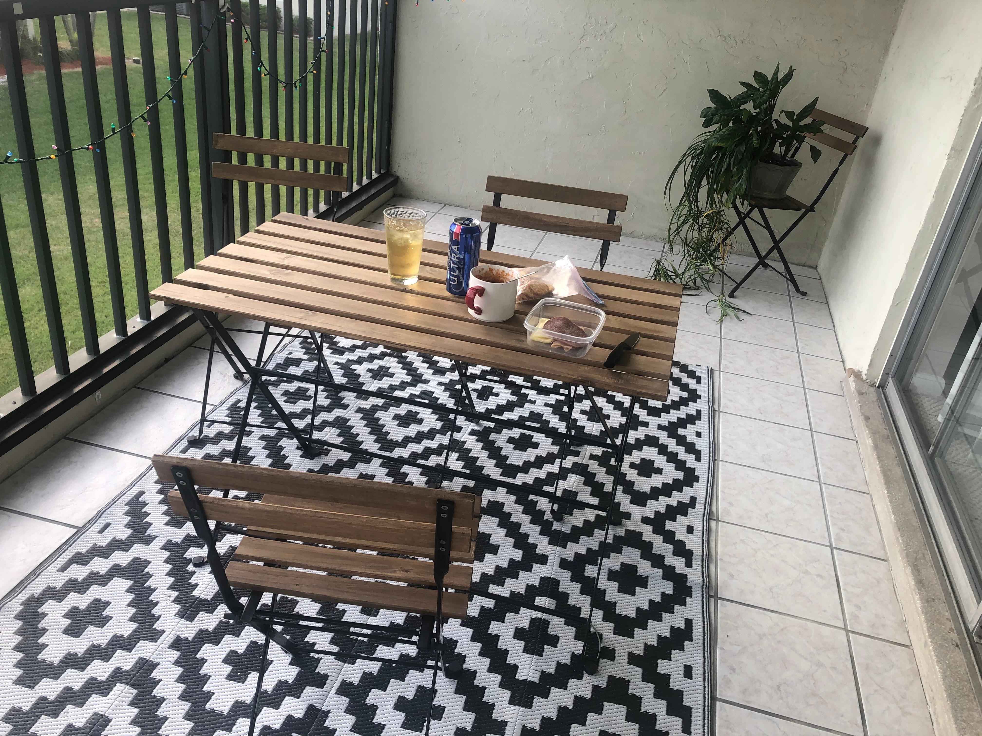 Fully screened Patio facing south with sun exposure