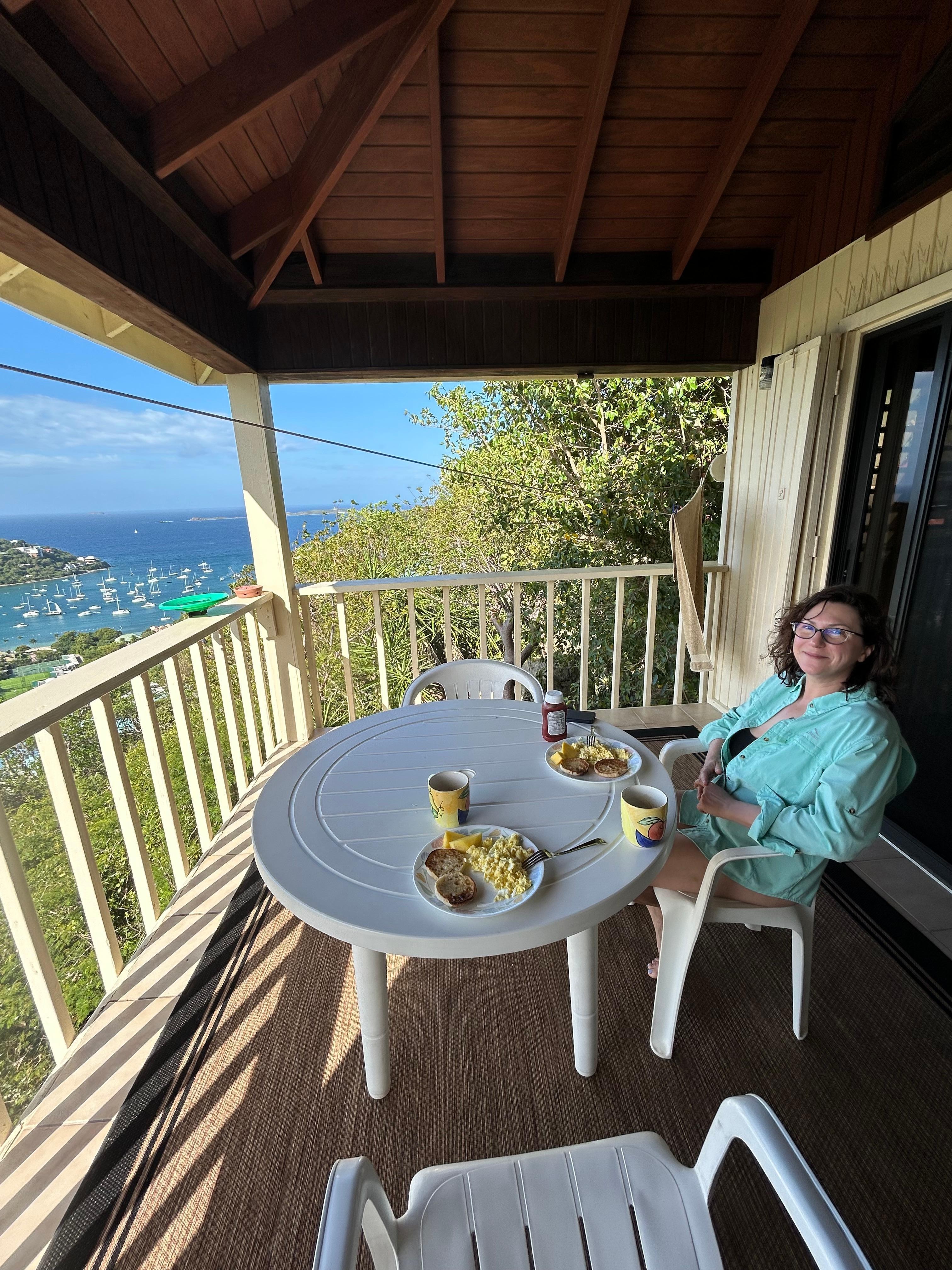 Breakfast every morning on the porch.