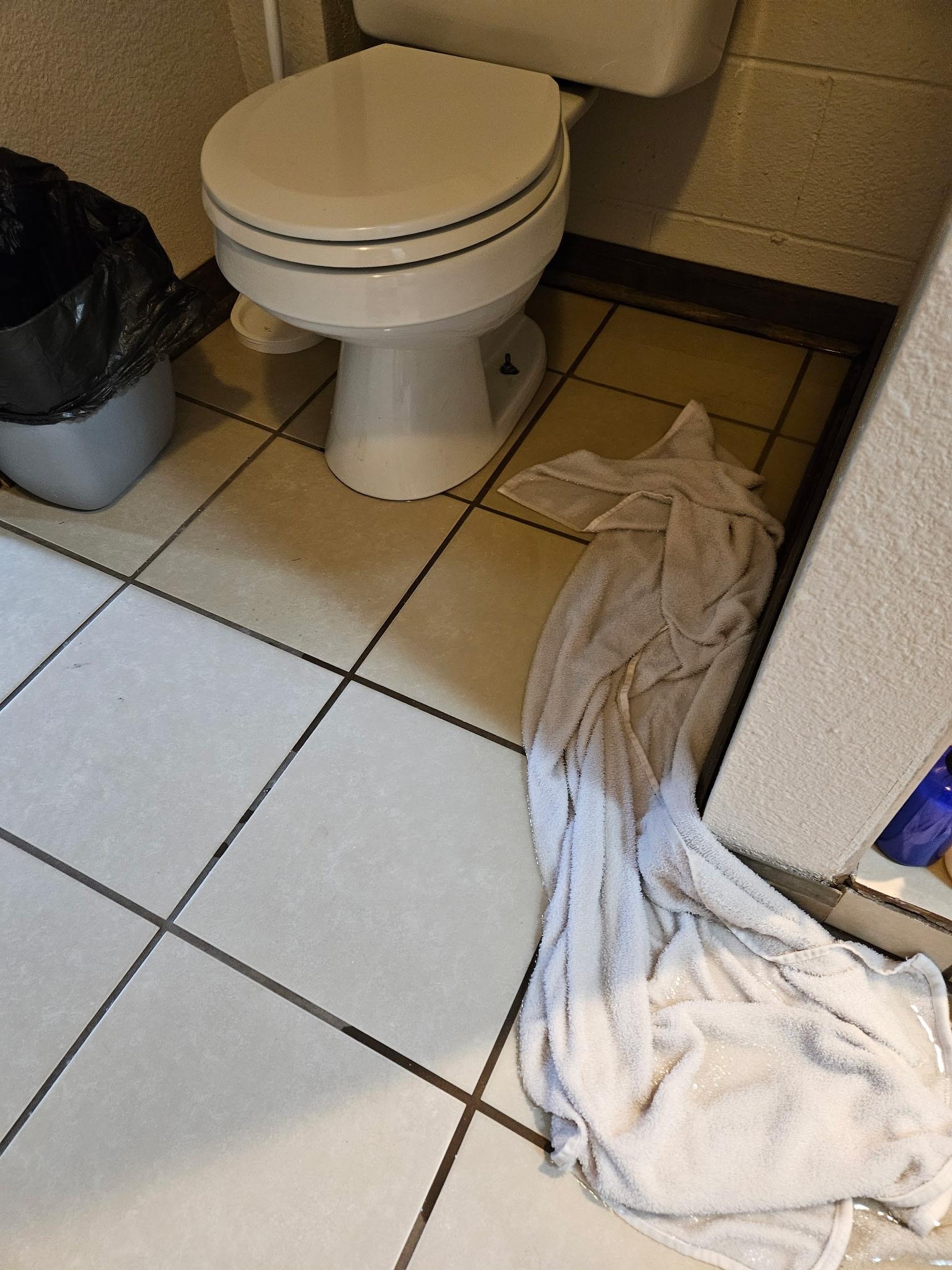 Floor flooded when the shower on the 1st floor was being used (this is the basement bathroom)
