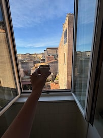 View from the kitchen, holding espresso provided! Grazie!