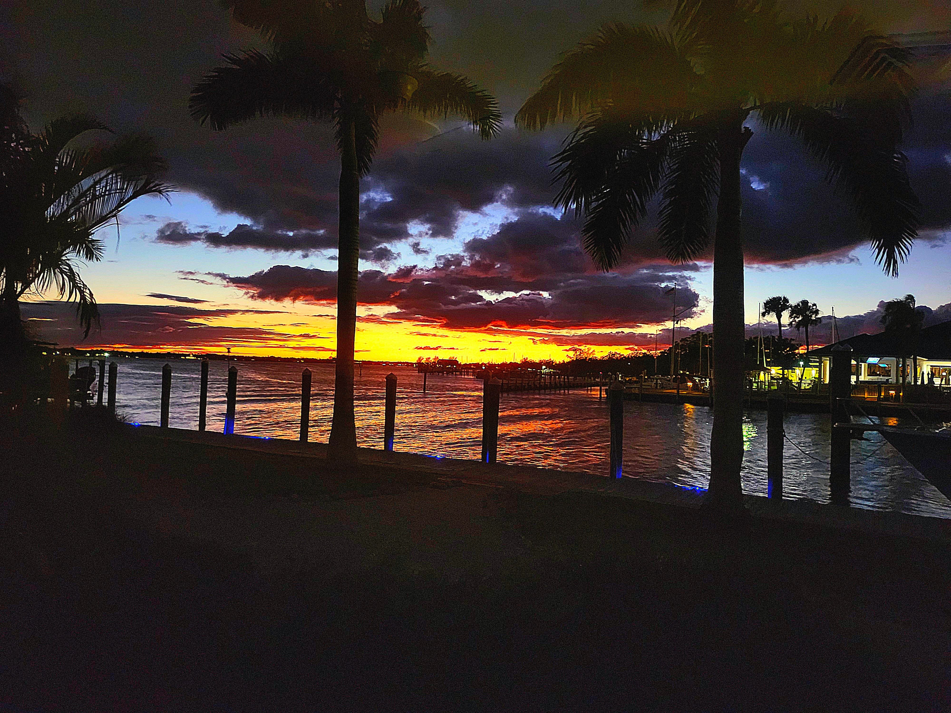 Sunset across Manatee River as seen each evening from patio. 