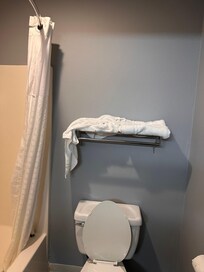 Toilet was very low like something in a pre-k school for little kids. Was hard to get up had no railing. Not good for older people or someone with an disability