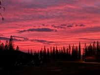 Sunset as you pull into the villas.