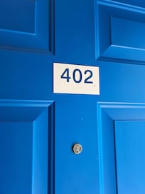 Our room door that opened the portal to 'Stank City'