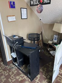 Make shift lobby under staircase