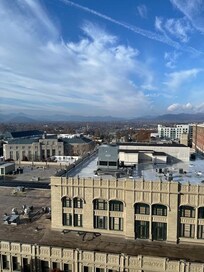 Wake up to the majestic views of the Blue Ridge Mountains at the Cambria Hotel Downtown Asheville