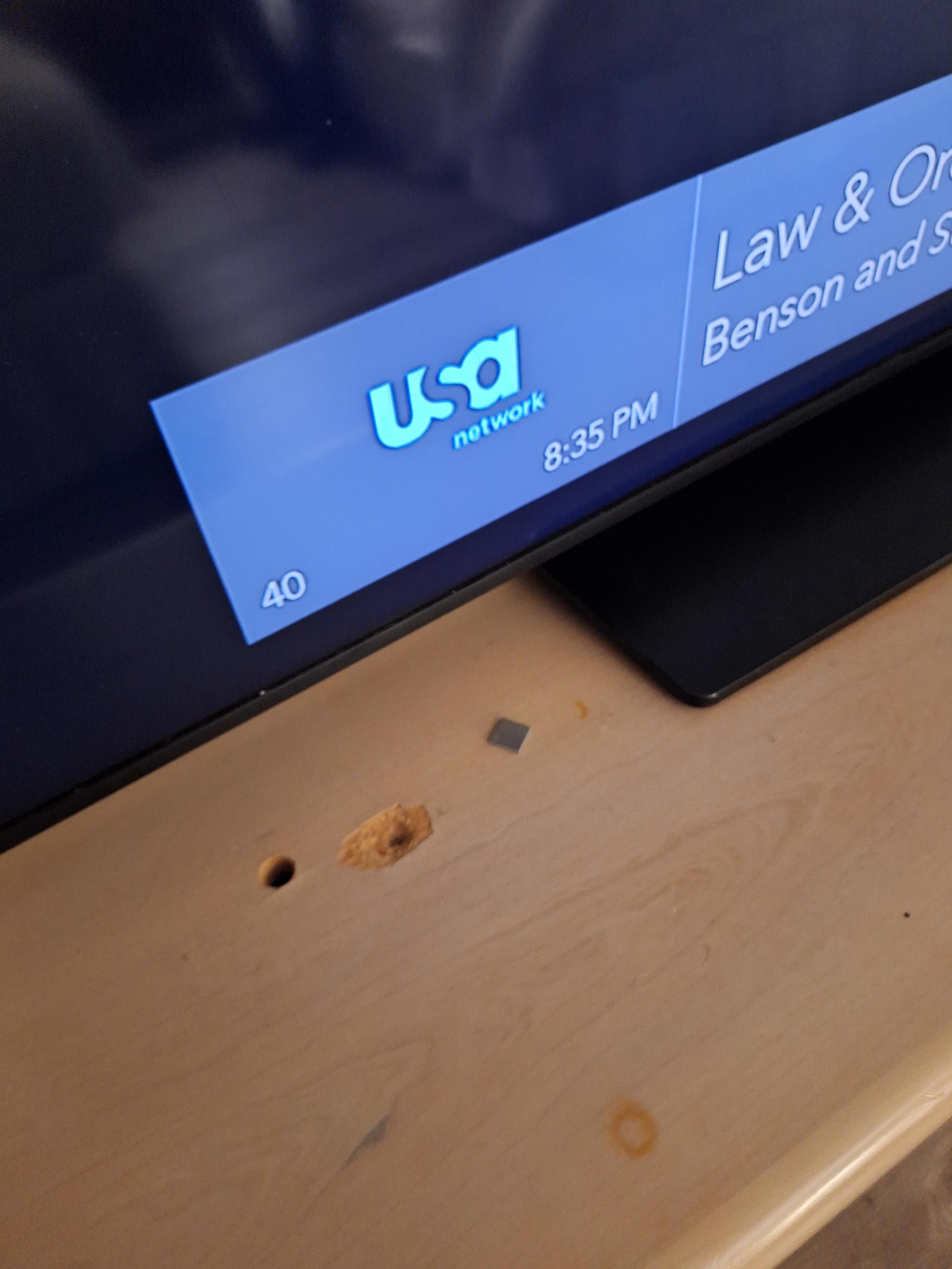 Holes in the furniture, there were two electric outlets in this two room suite and no USB ports