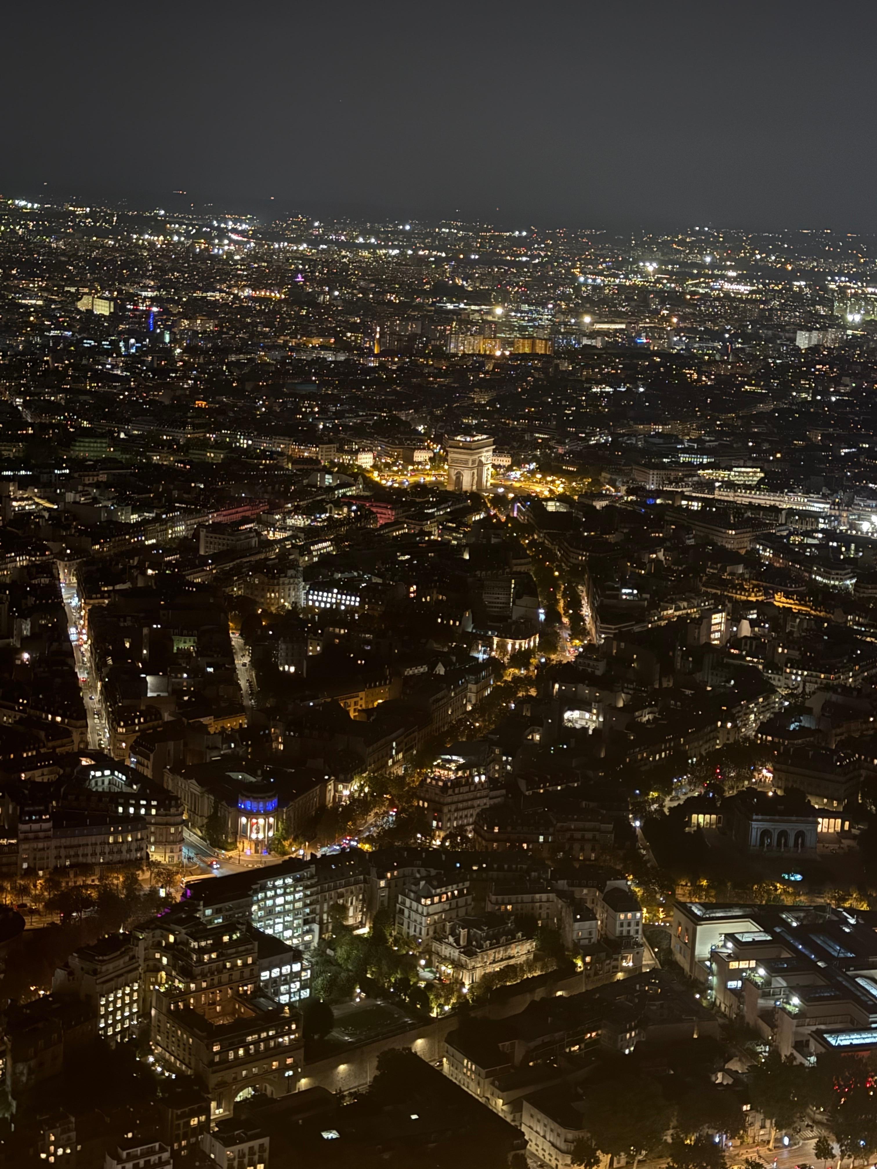 Night view from the top of the Eiffel Tower