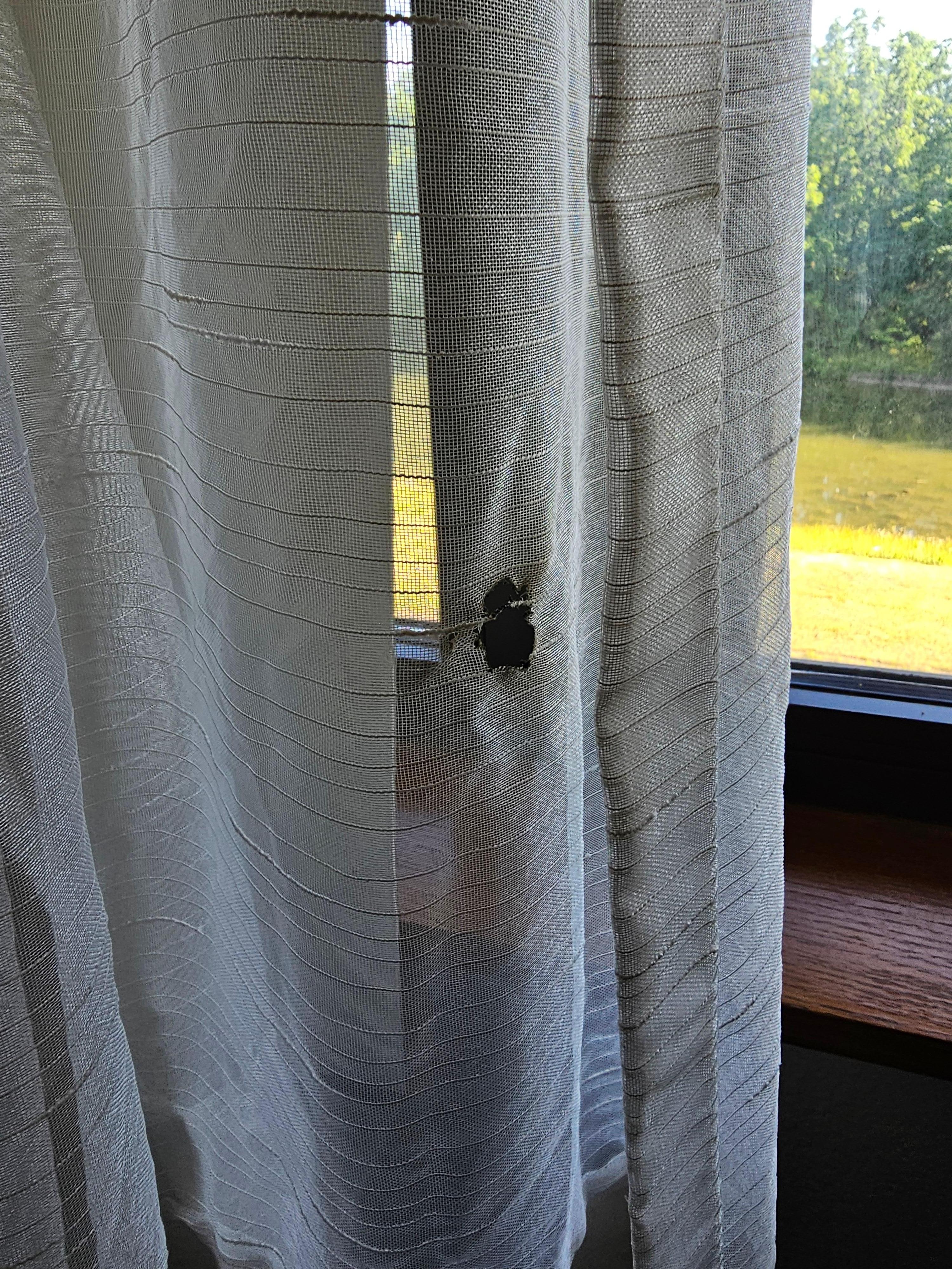 Burns holes in curtains, the entire place was incredibly dirty also. Dust everywhere. On every surface.