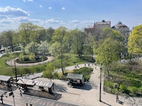 View from the hotel across the park