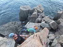 Rock climbing on the coast, South of Otter Cliffs