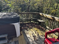 Bench seating next to hot tub