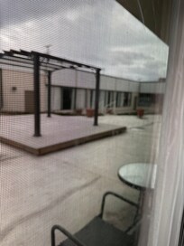 View and patio access from the room in March