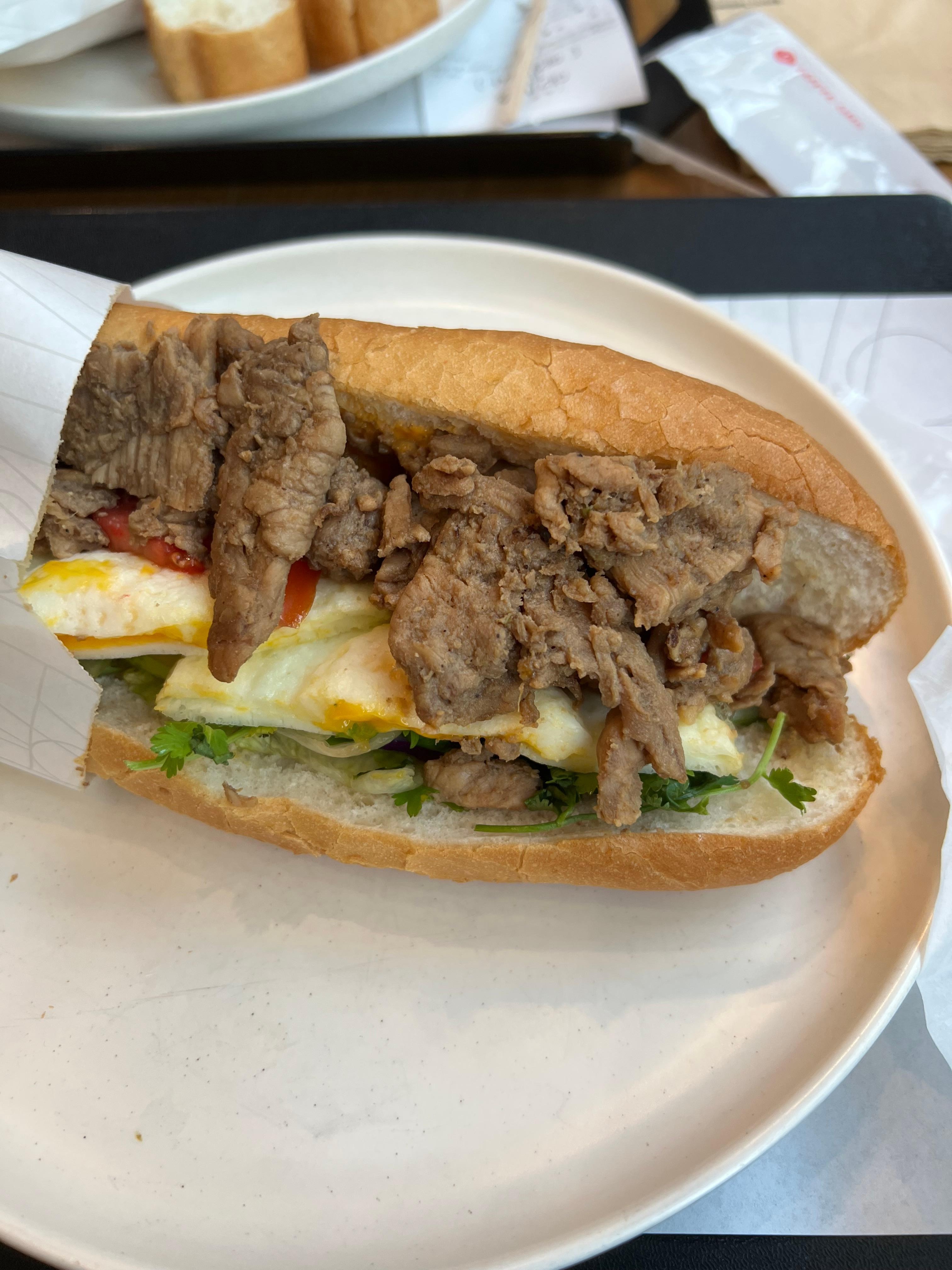 Banh mi breakfast sandwich - this one was beef bulgogi and fried egg 