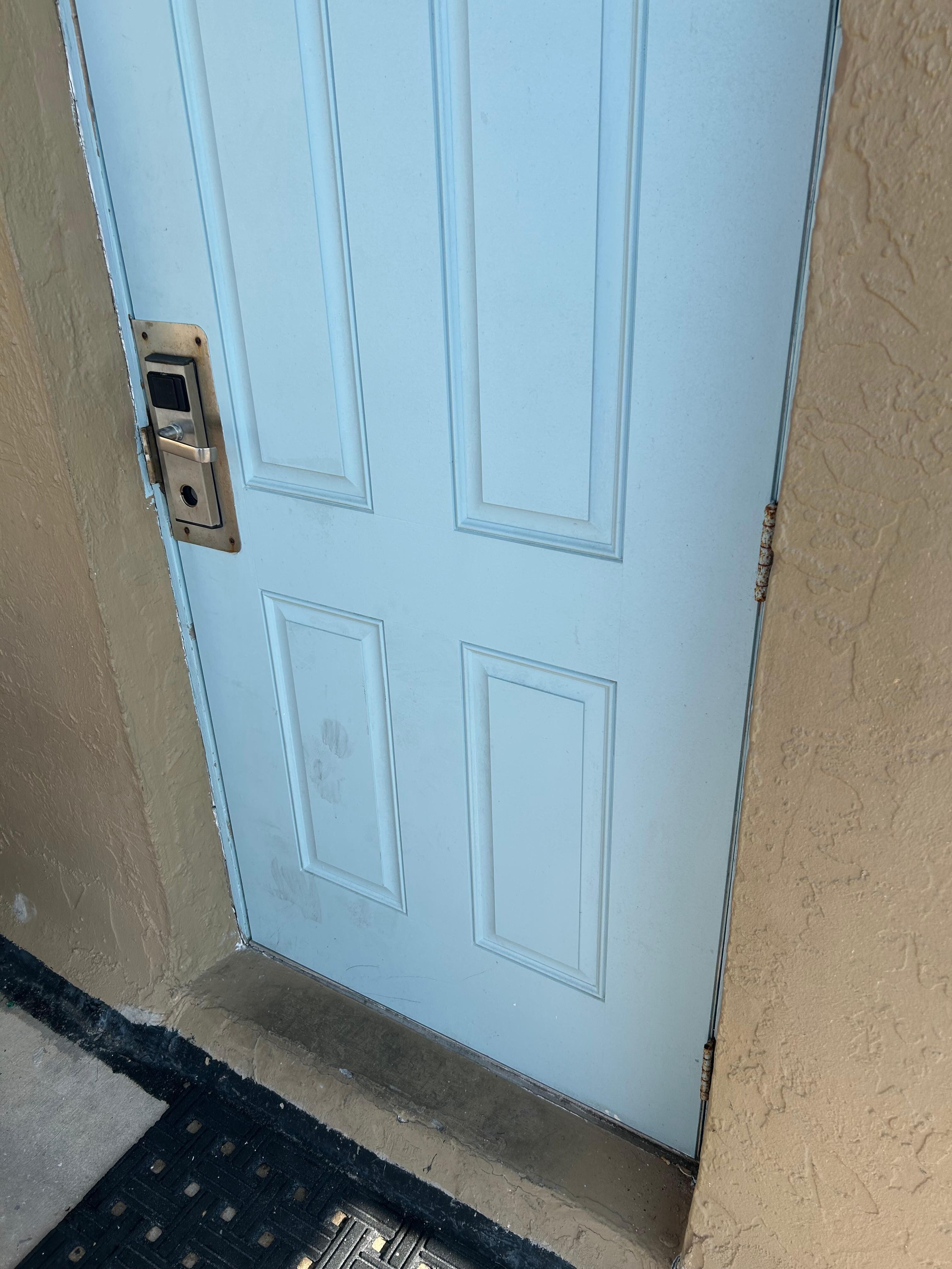 Have to lift the door from the inside to lock it