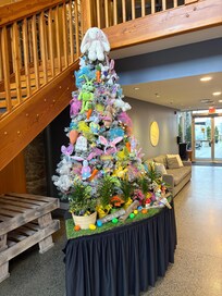 Staff decorated holiday Easter Tree.