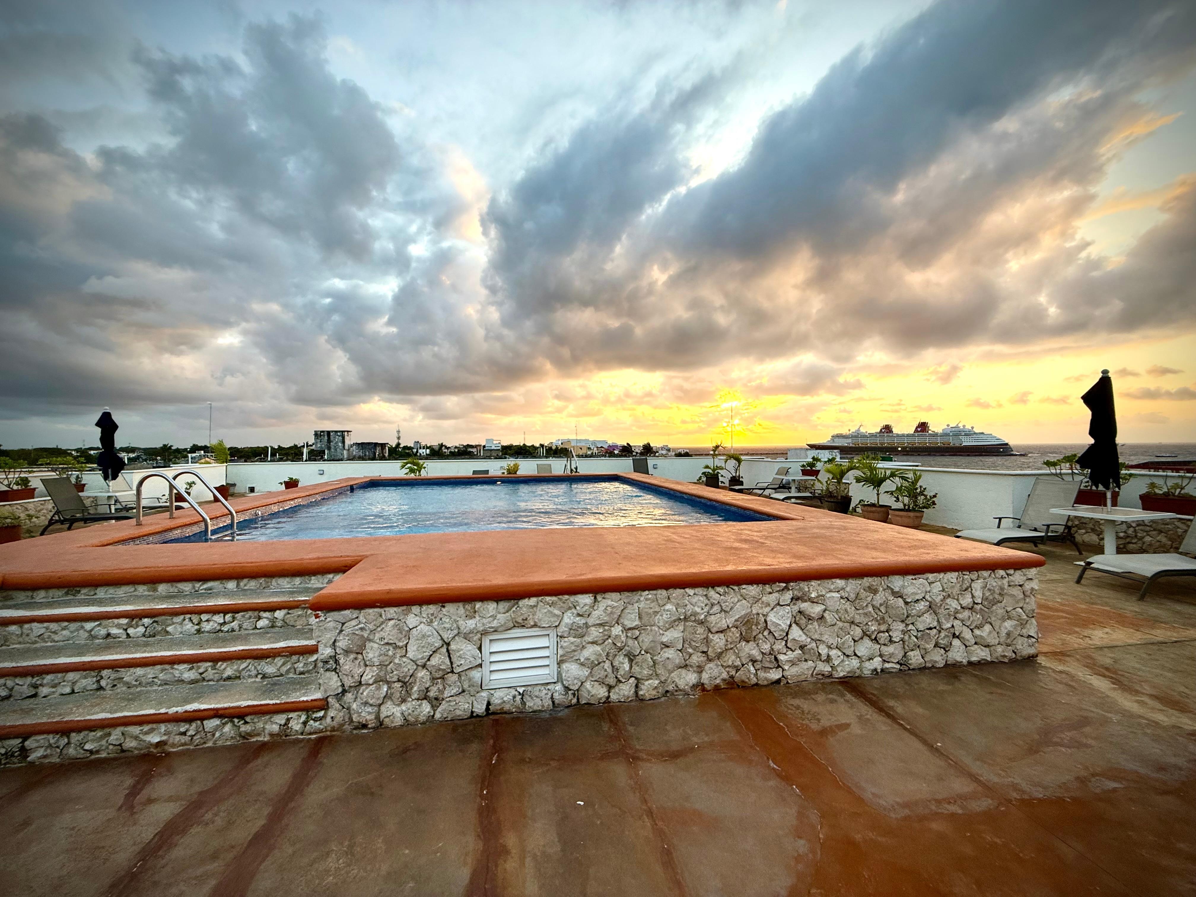 Rooftop pool and view