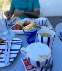 Breakfast spread.