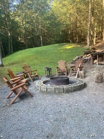 Comfortable and plentiful seating around the firepit.