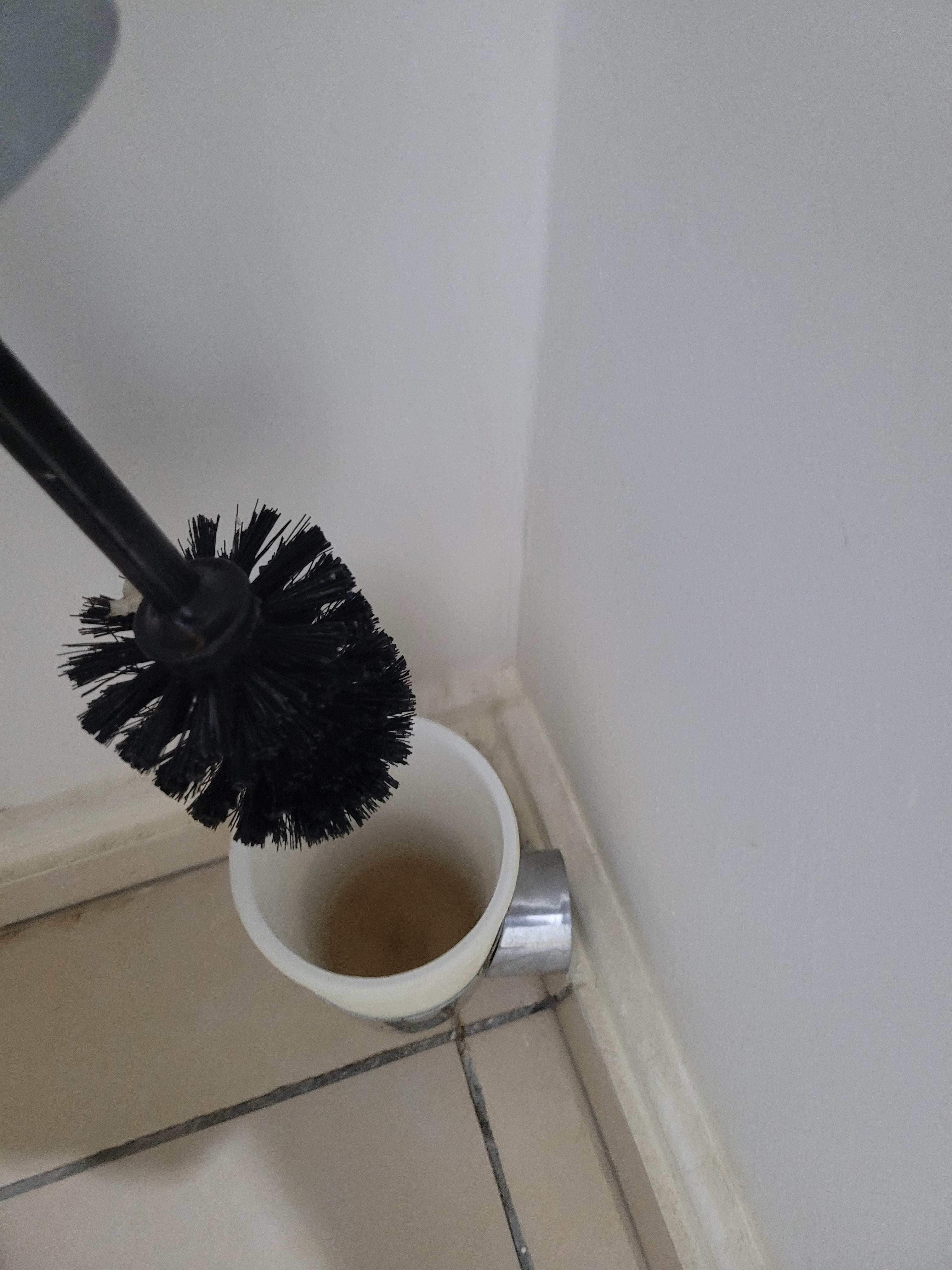 As I found it and the loo seat up 