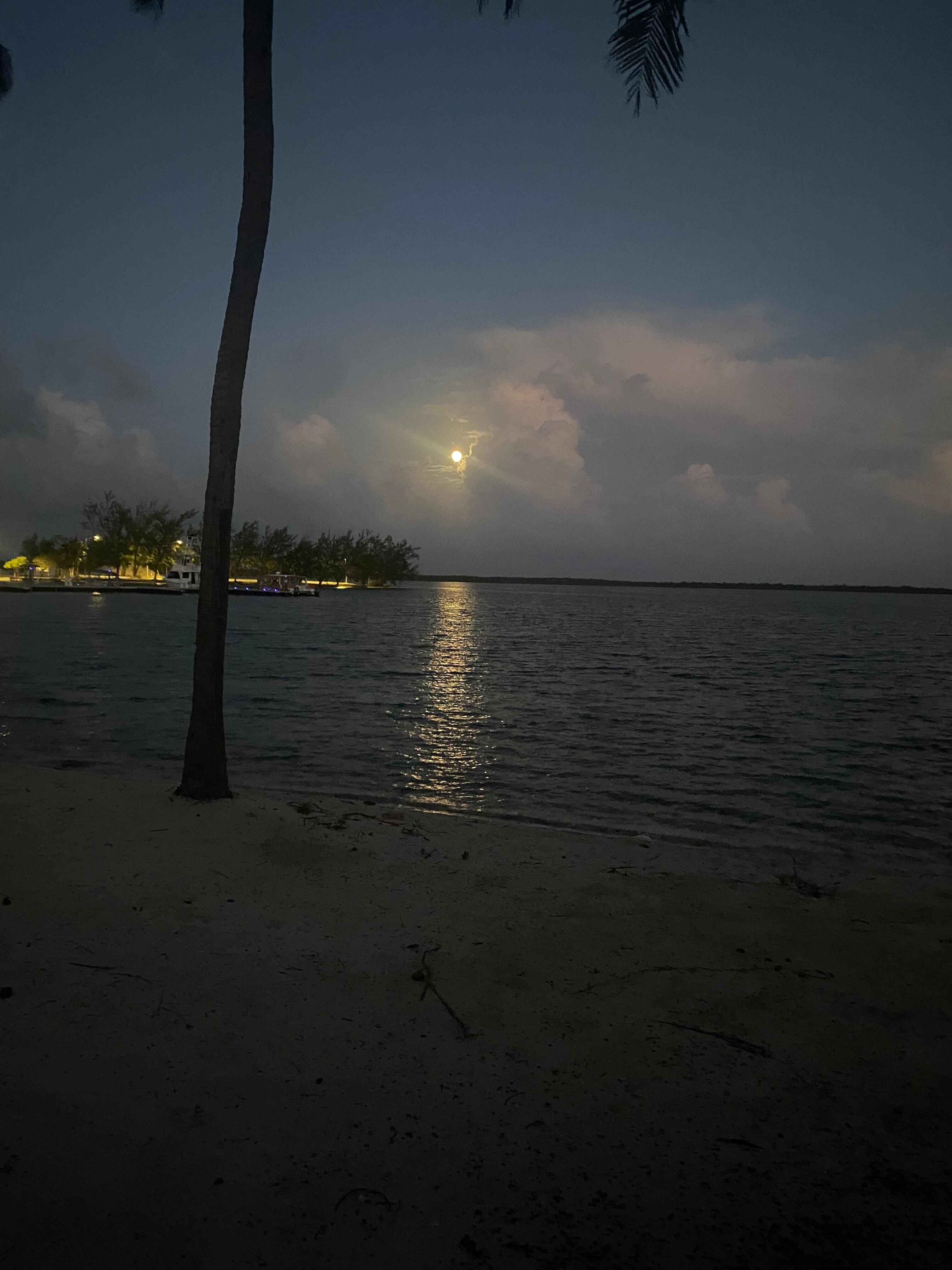 Strawberry moon our last night there. Very romantic