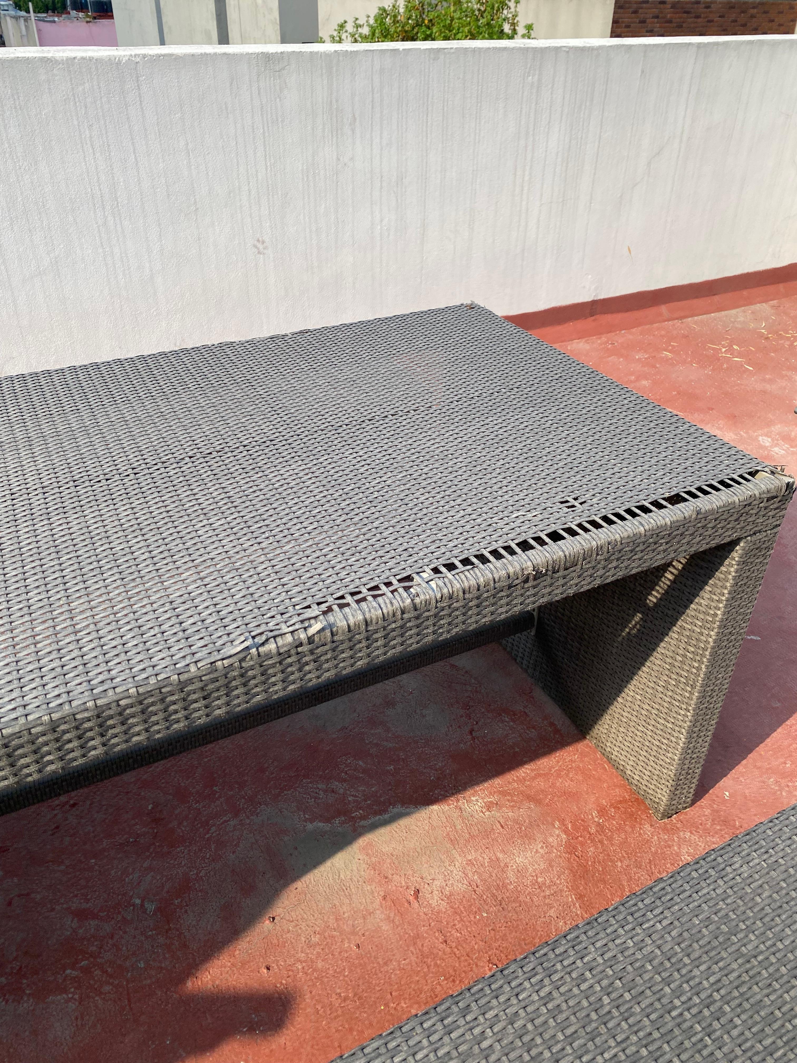 Slightly worn roof garden table, still usable