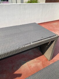 Slightly worn roof garden table, still usable