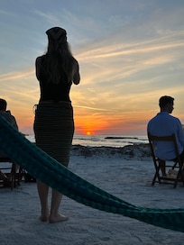 They have a great setting for sunsets steps away.