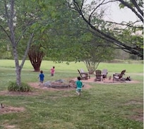 Running off energy in the beautiful backyard.