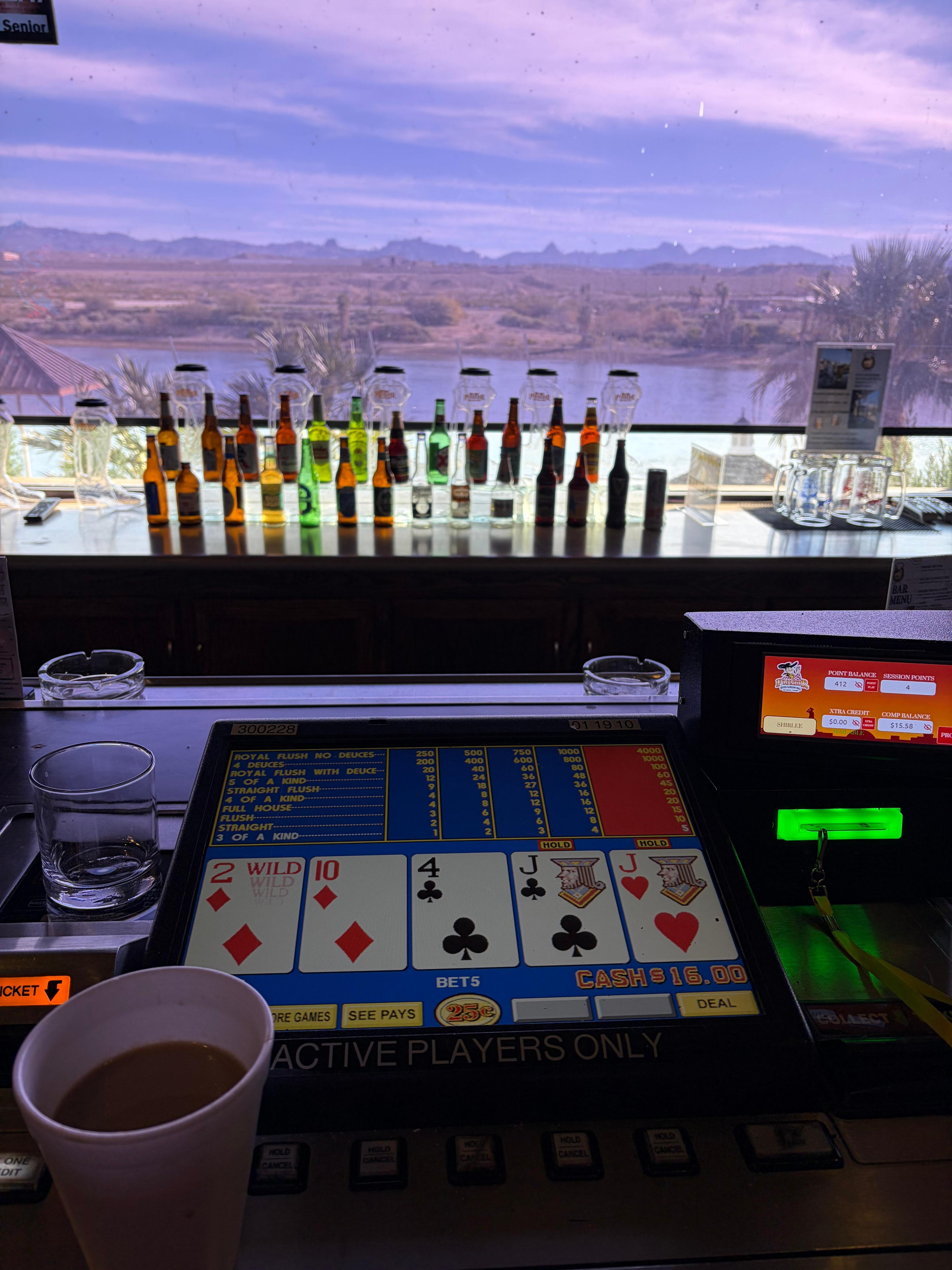 Bar - overlooking the Colorado River. Fun having a drink, relaxing overlooking the rriver.