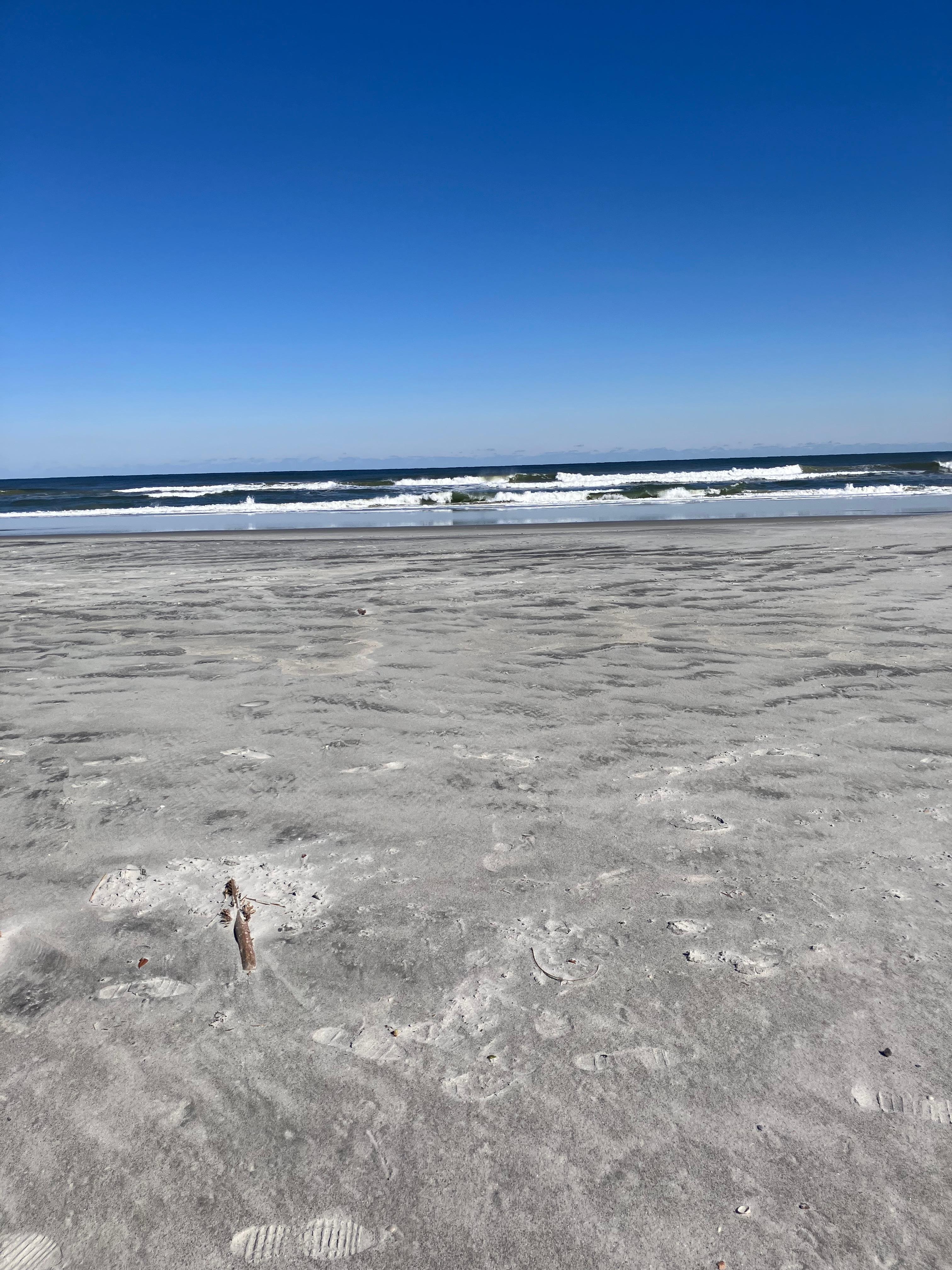 View from the end of beach walkway. Endless sand and sea!
