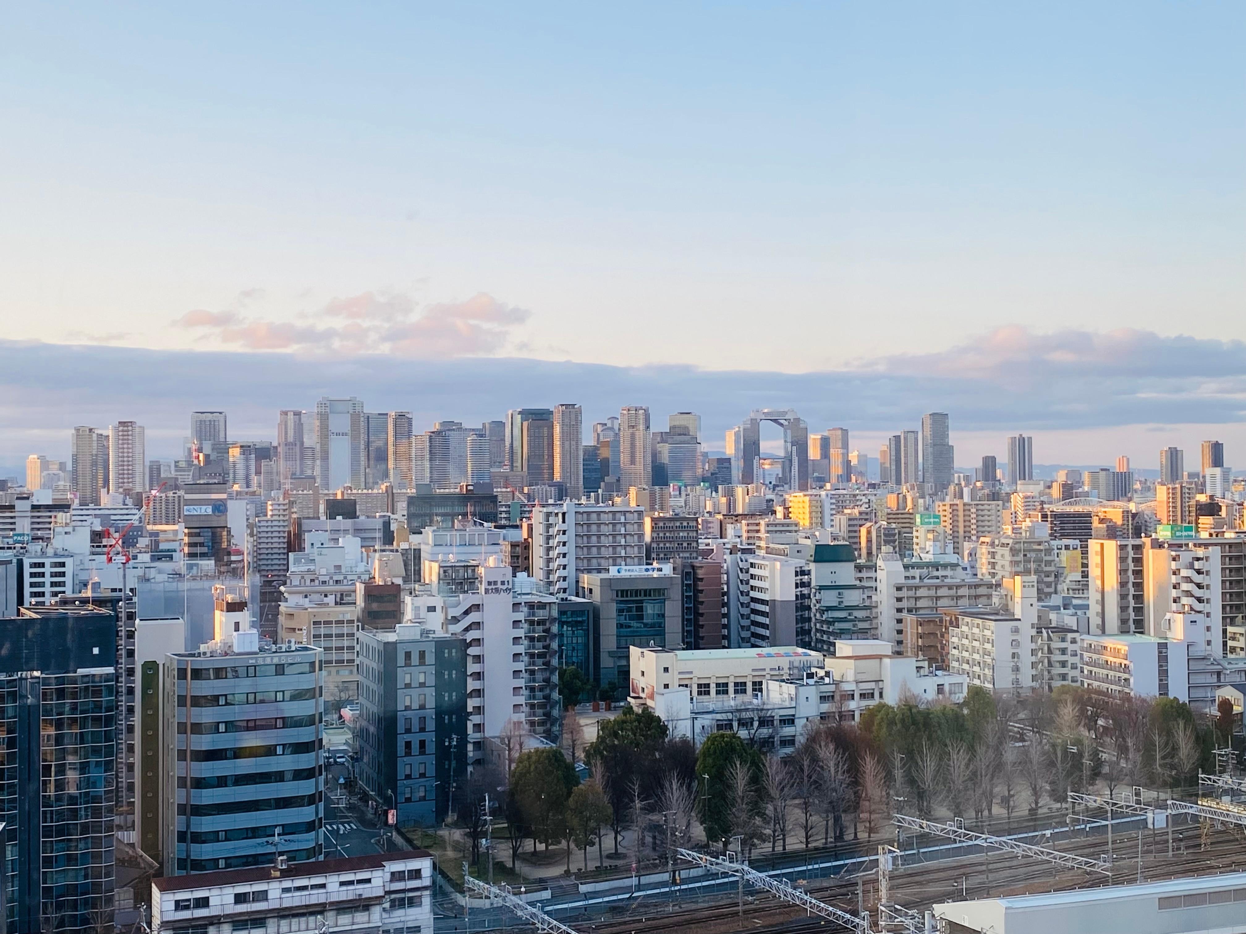 13階からの大阪を一望出来る景色。