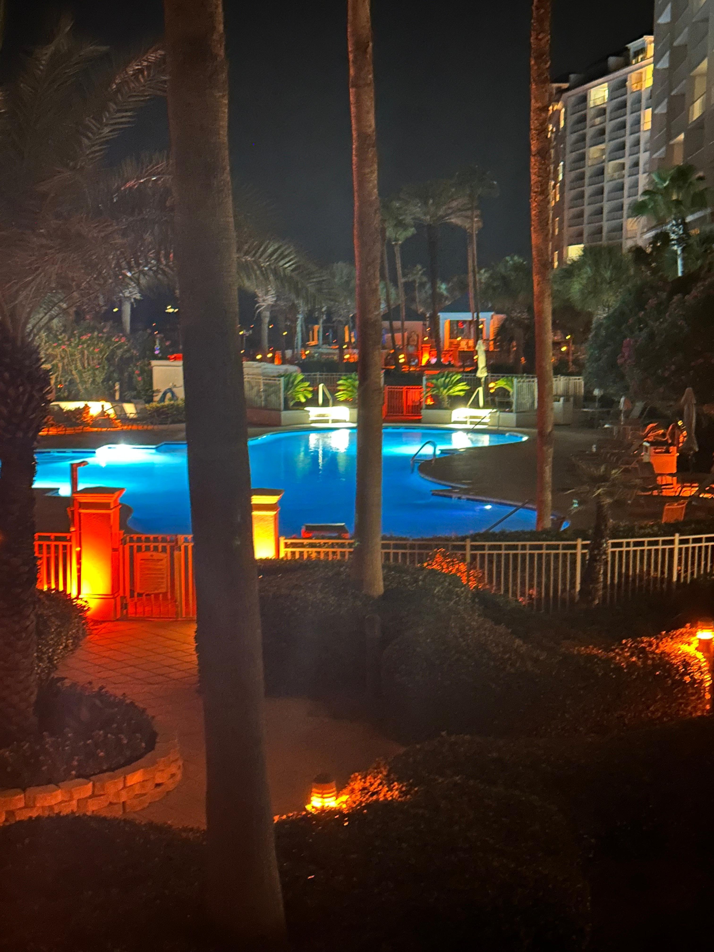 View from balcony after dark 