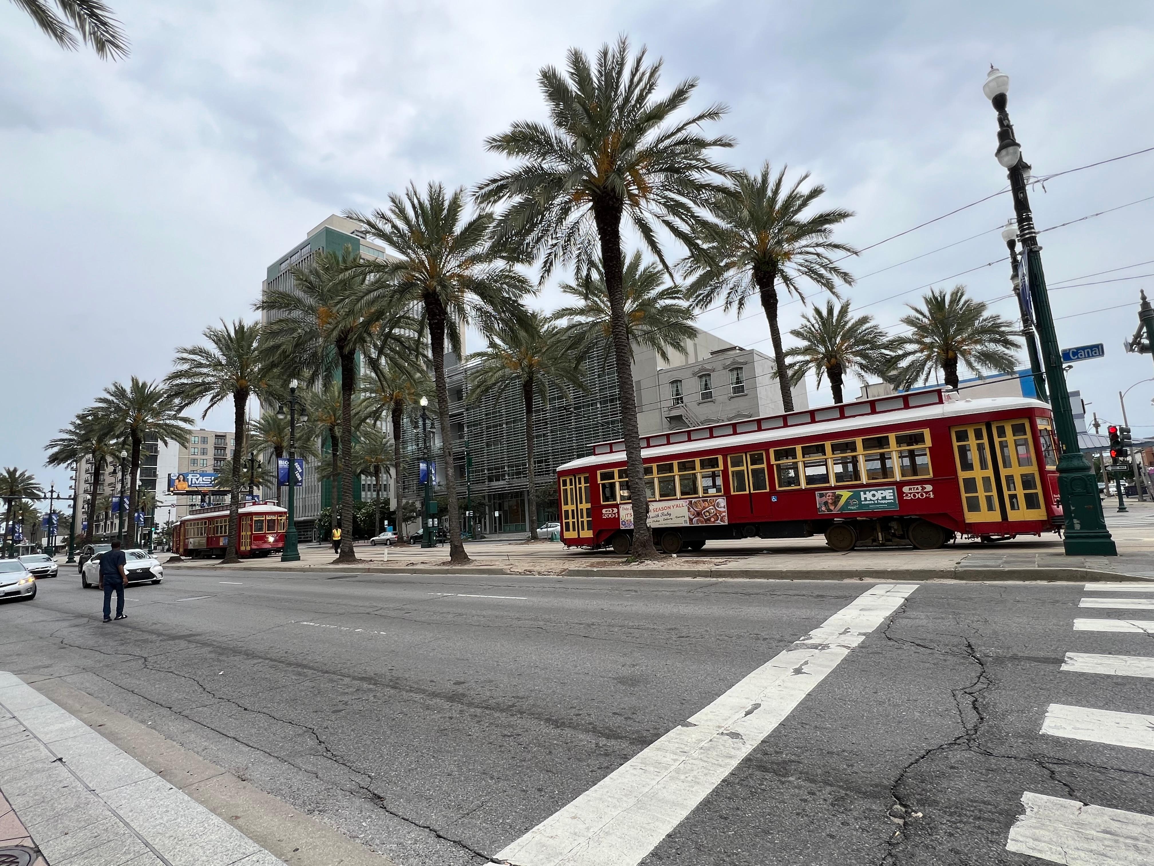 Accessible trolley right in front of Hotel