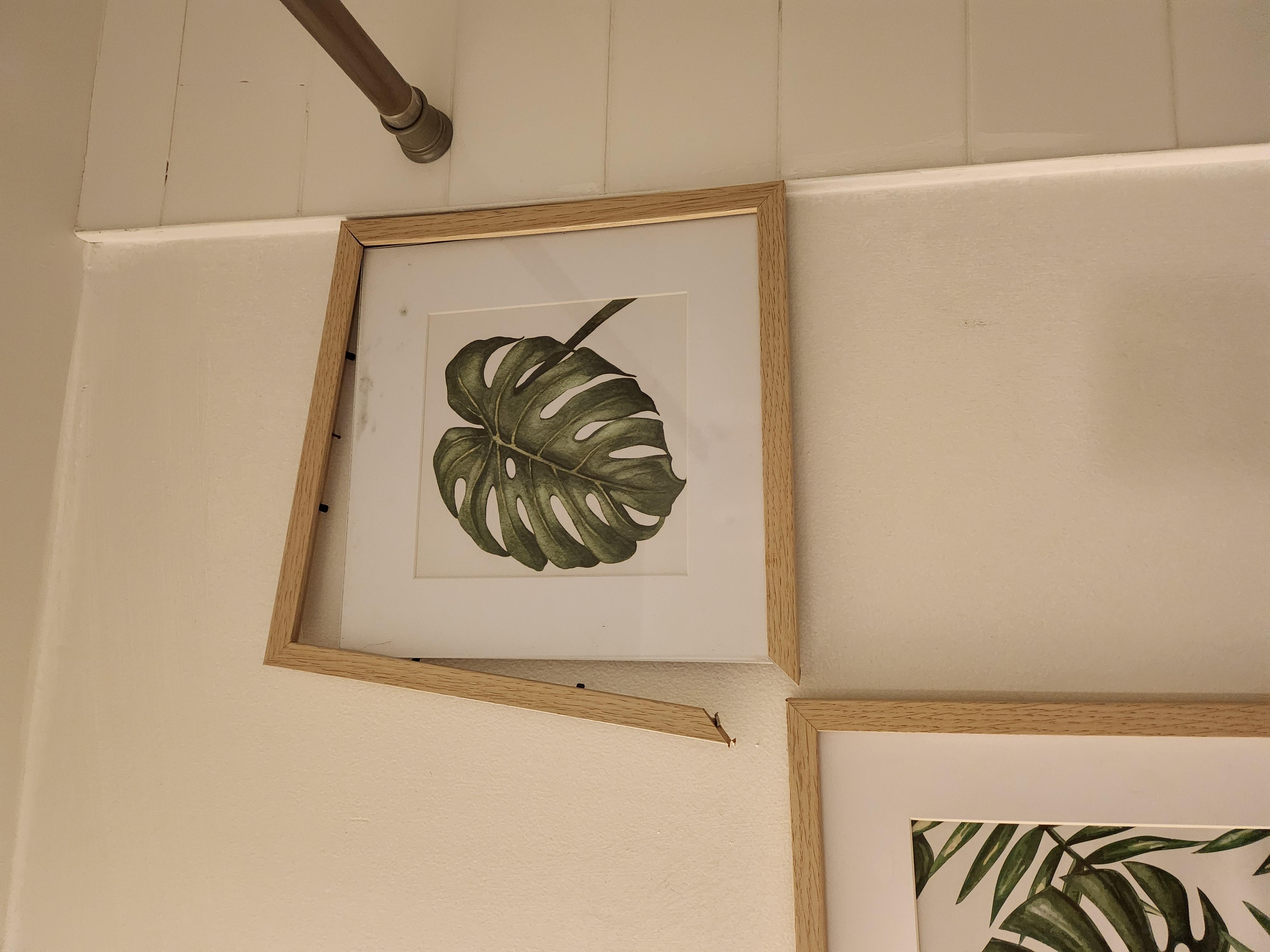 Picture frame broken glass ready too fall out