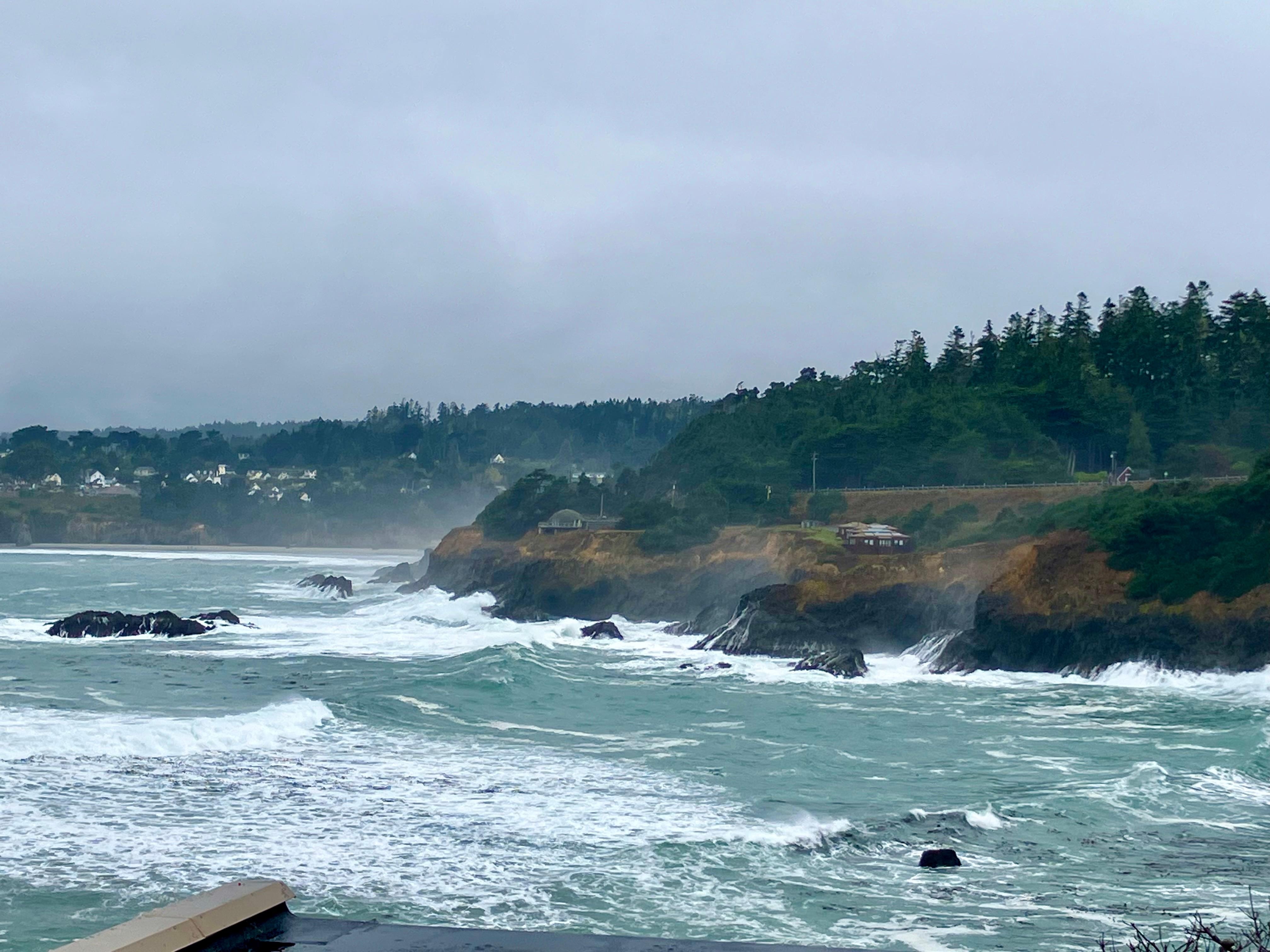 Hear waves rolling in & crashing on the rocks in the nearby cove & beach.