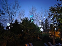 Pool oasis lights up at night